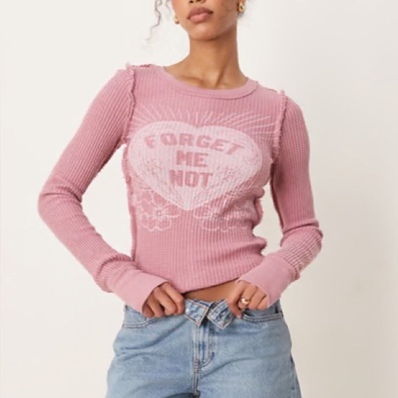 Free People Tops - Free People heart Graphic Long Sleeve Tee